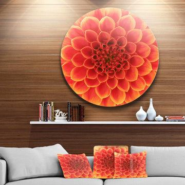 Abstract Orange Flower Design Disc Floral Circle Metal Wall Decor